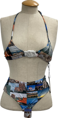 Jaded London Multicoloured Postcards From Pagayo Ruched Bikini Bottoms & Postcards From Pagayo Micro Bikini Top UK 8