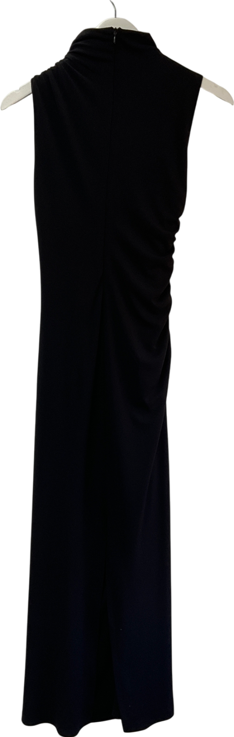 ZARA Black Ruched Midi Dress UK S