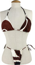 Meshki Brown Marquise Bikini Chocolate Deco Flour Print UK XS
