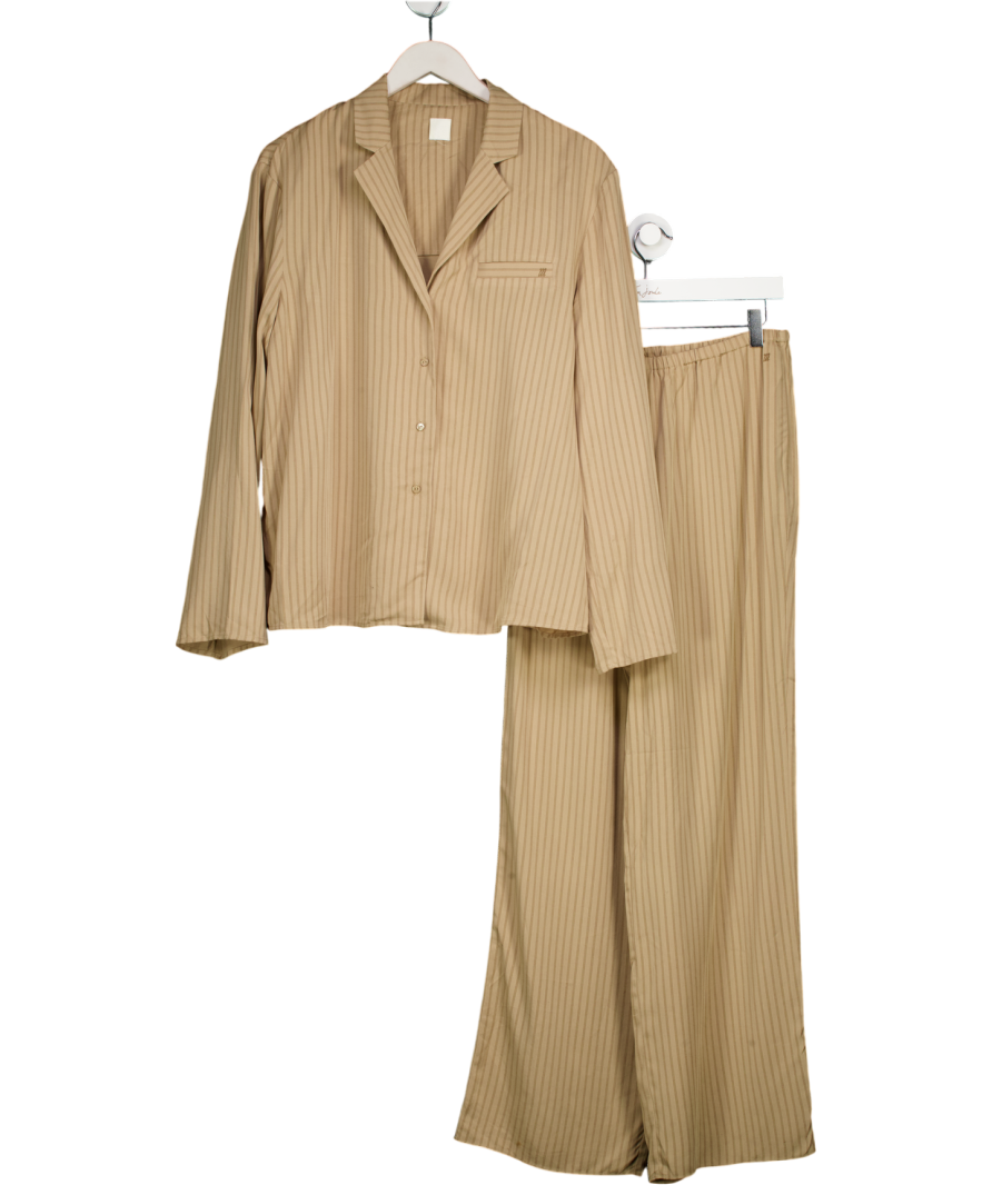 MAEBE 2-piece Beige Pinstripe Shirt And Trouser Set UK 10