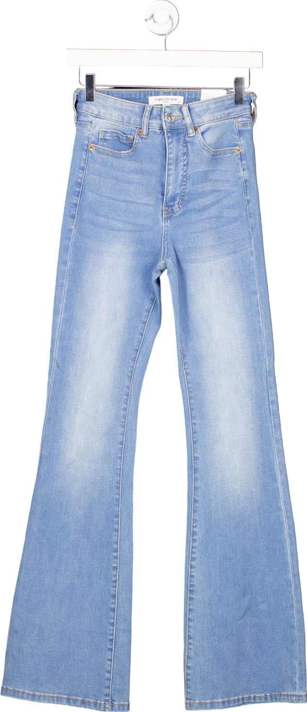 Forever New Light Blue High-Rise Skinny Flare Denim Jeans UK 6