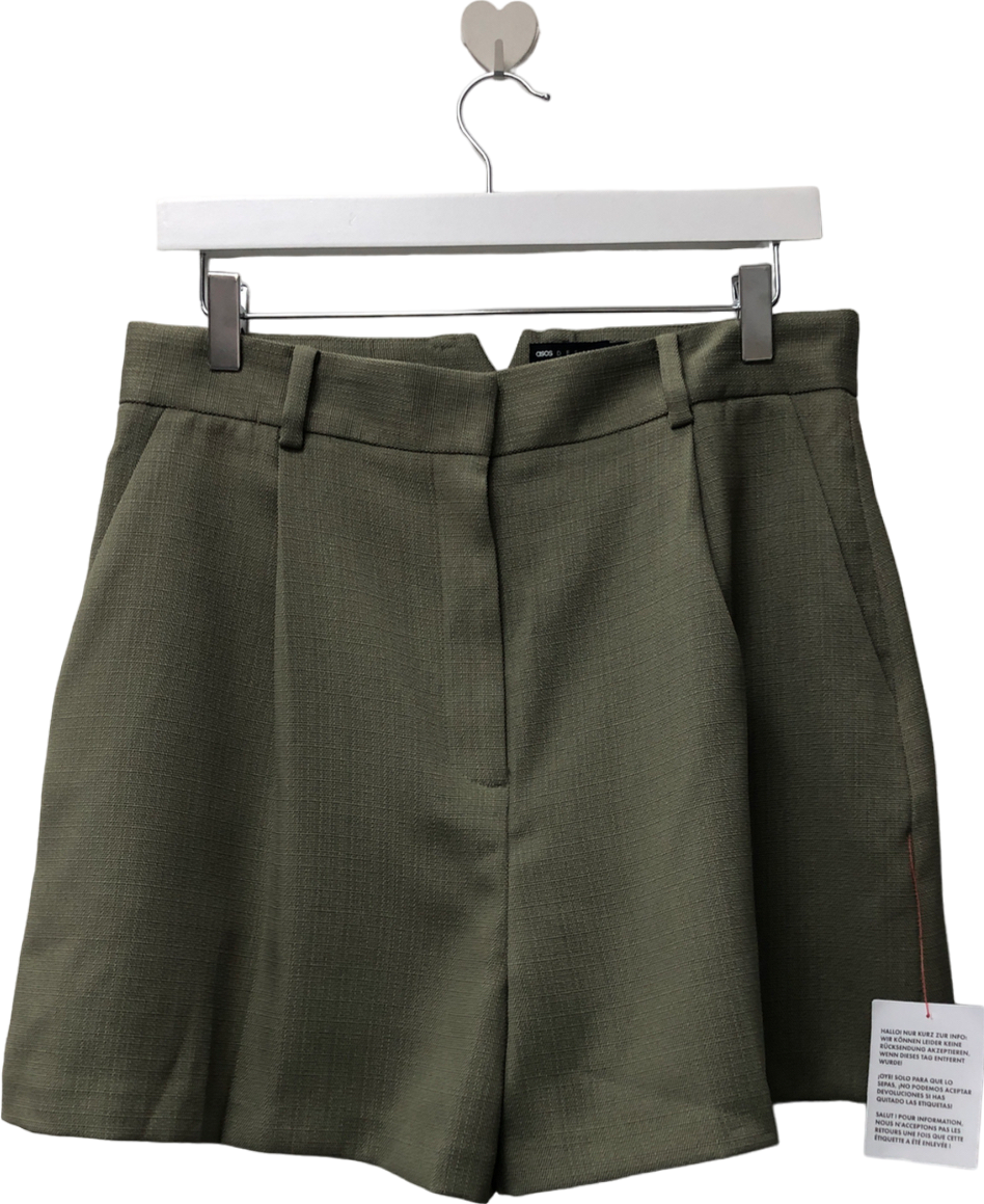 ASOS Grey Textured A Line Tailored Short In Khaki UK 12