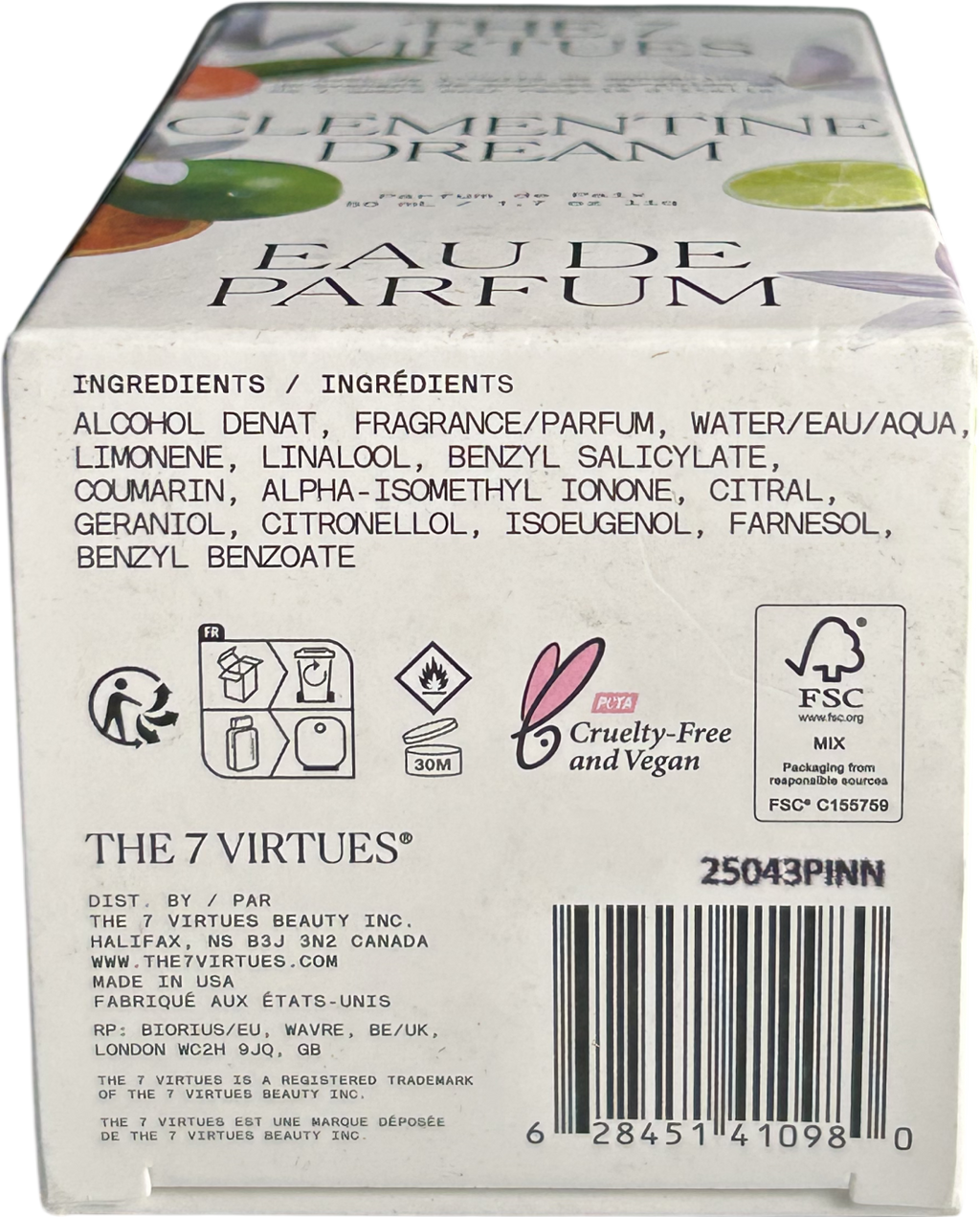 The 7 virtues Clementine Dream Eau De Parfum 50ml