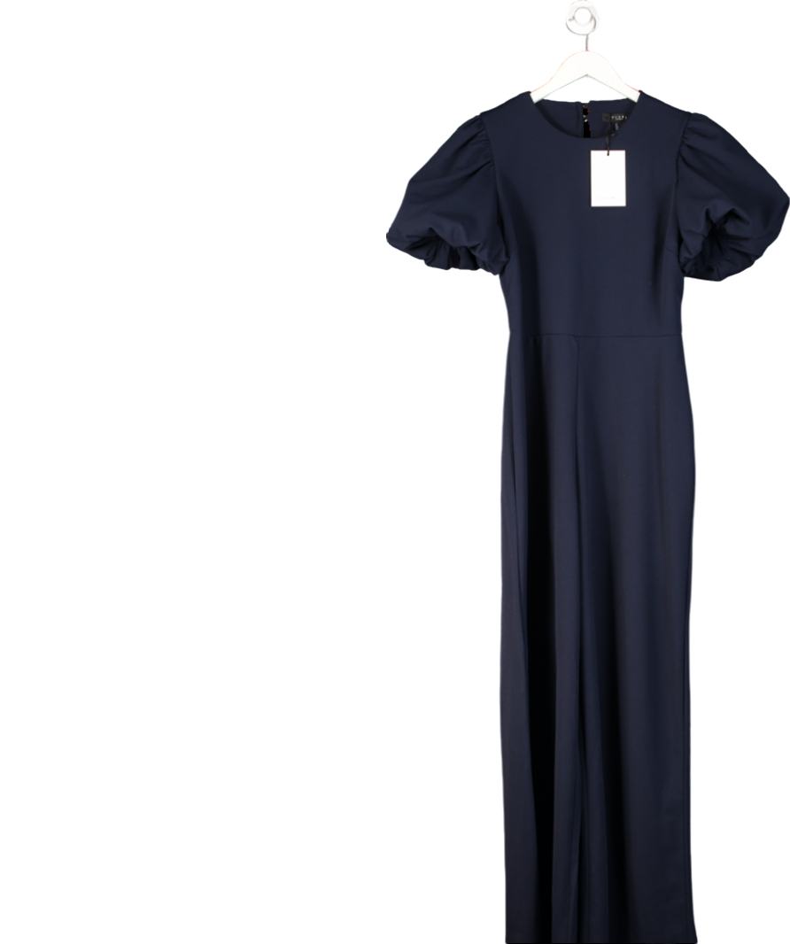 Club L Blue Navy Puff Sleeve Straight Leg Jumpsuit UK 16