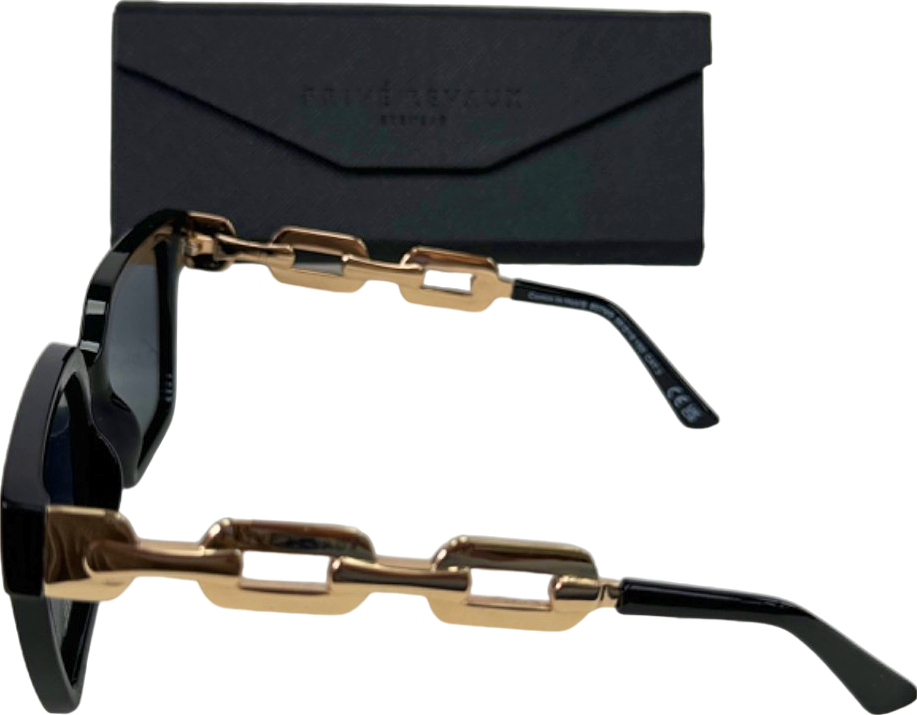 Prive Revaux Black Gold Chain Link Square Sunglasses