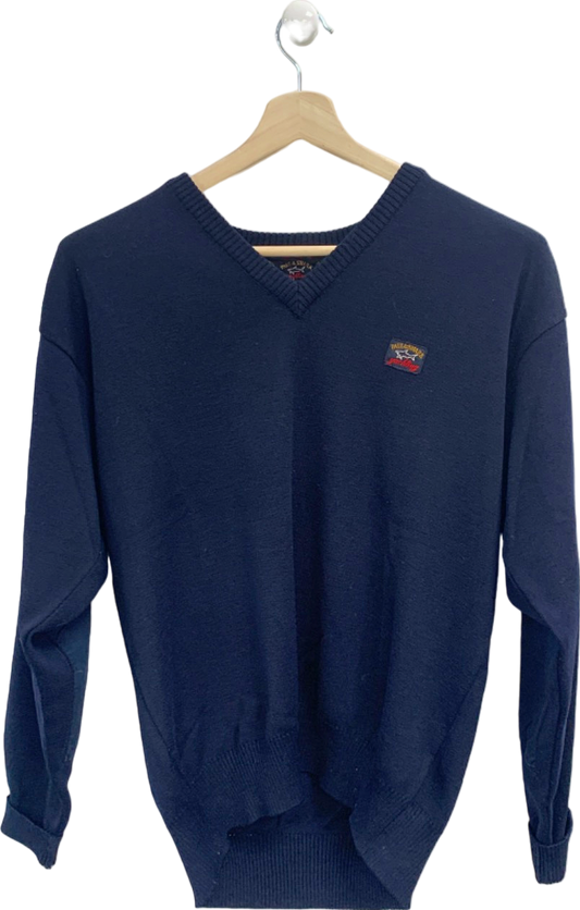 Paul & Shark Navy Blue Wool V-Neck Sweater UK L