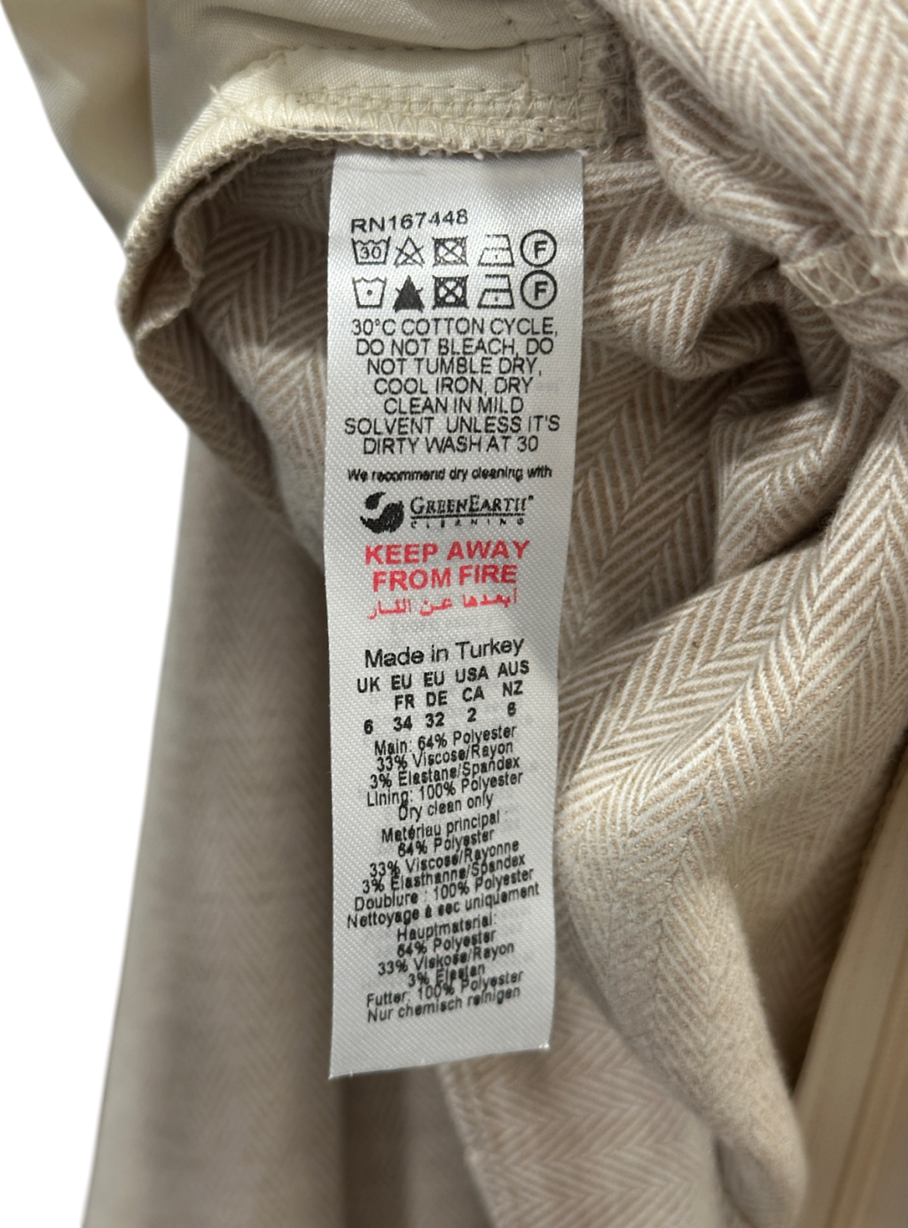 Karen Millen Beige Herringbone Wide Leg Tailored Jumpsuit UK 6