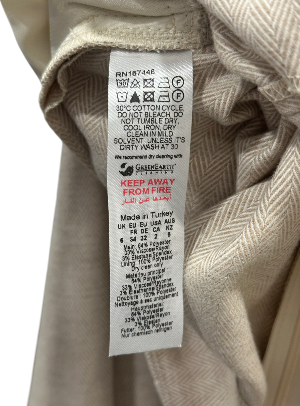 Karen Millen Beige Herringbone Wide Leg Tailored Jumpsuit UK 6