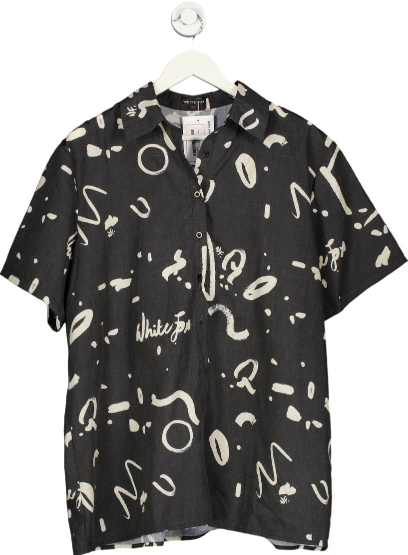 White Fox Black Graphic Print Shirt UK M