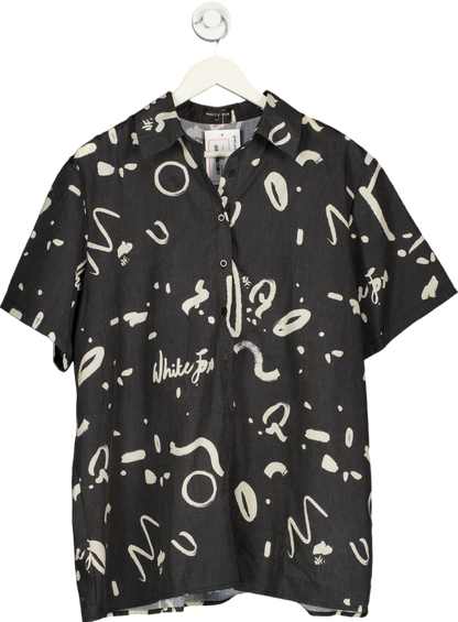 White Fox Black Graphic Print Shirt UK M