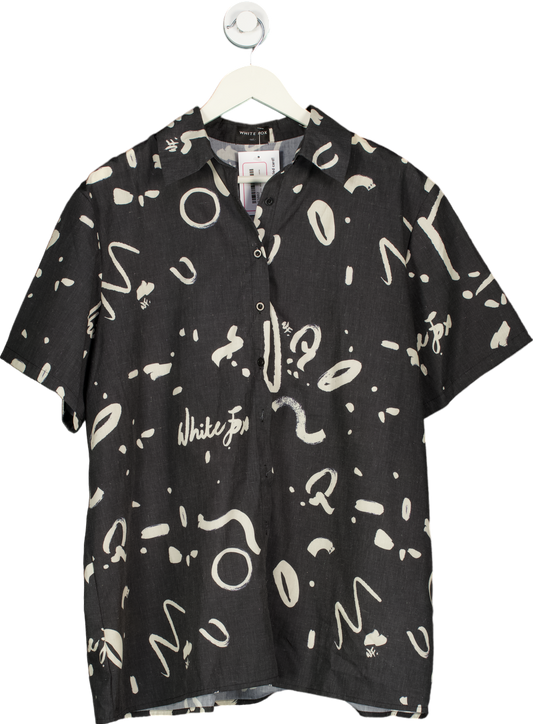 White Fox Black Graphic Print Shirt UK M