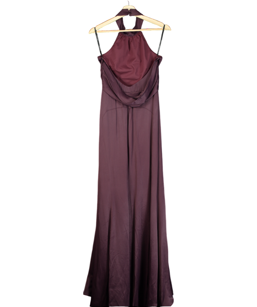 Karen Millen Purple Petite Compact Stretch Essential Tailored High Neck Dip Hem Midi Dress UK 6 UK 6