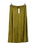 COMMENSE Olive Green Suede Effect A-line Midi Skirt UK S