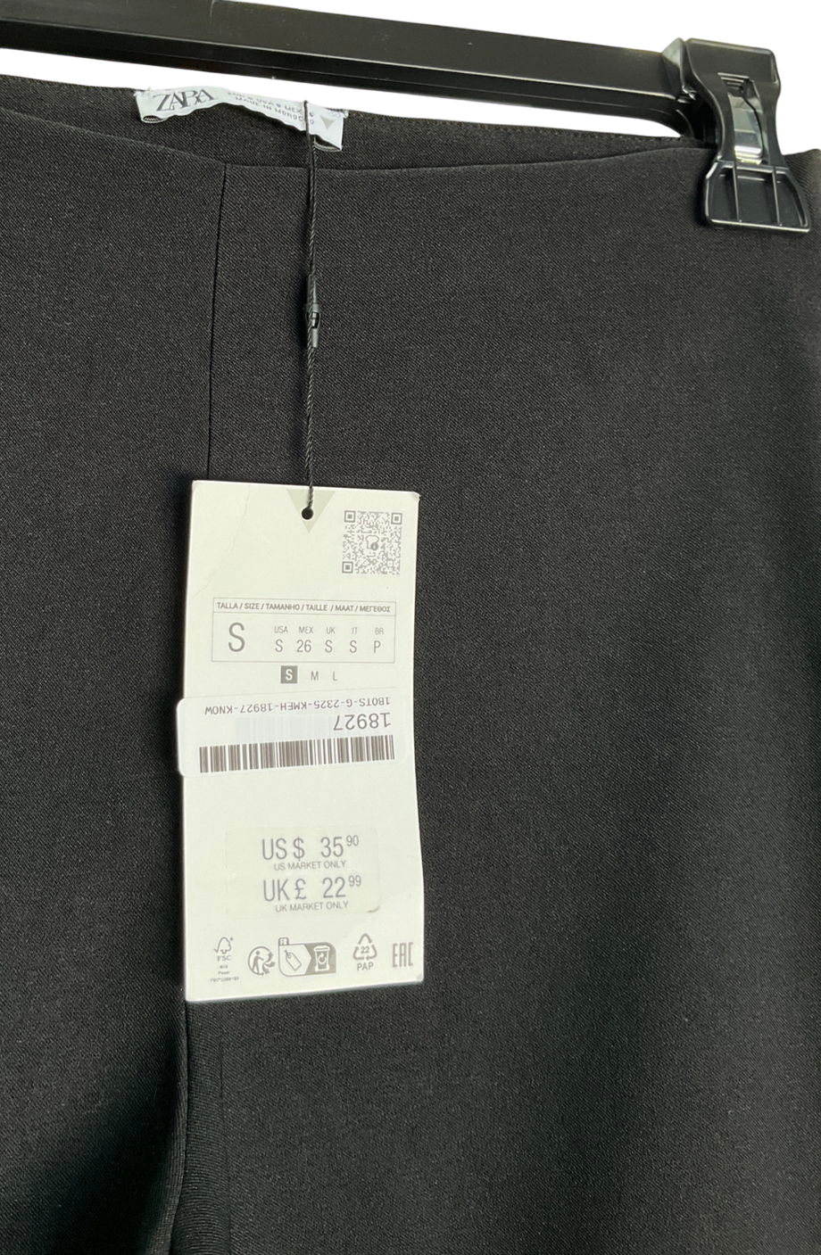 ZARA Black Cropped Trousers Style Leggings UK S