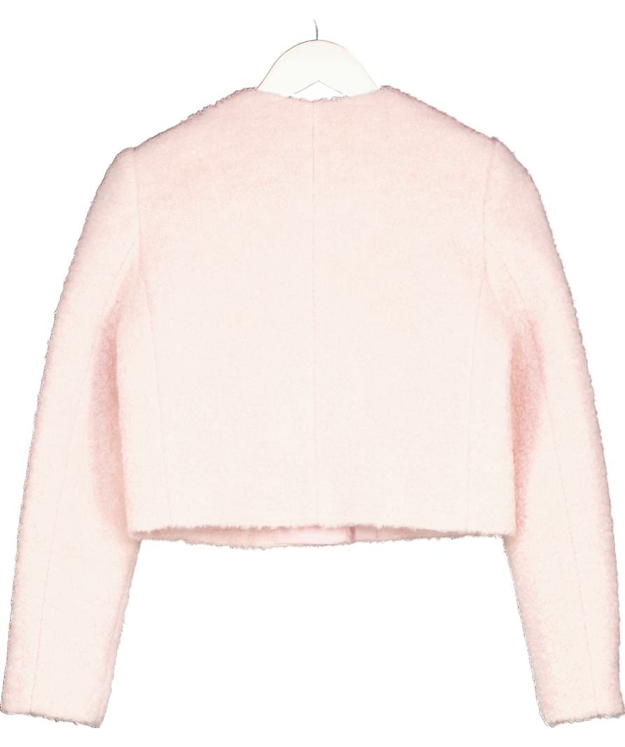 goelia Pink Wool-blend Single-breasted Women Crop Jacket UK XS