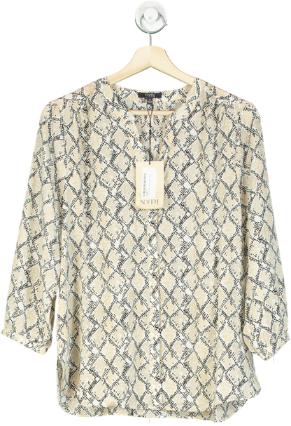 NYDJ Beige Snake Print Pintuck Blouse UK S