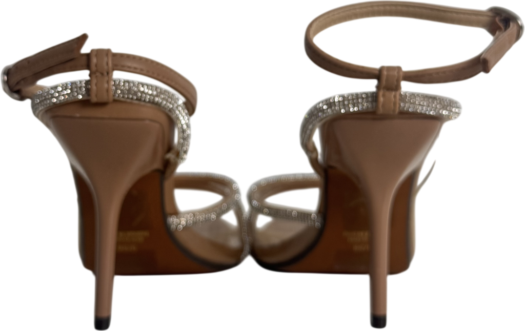 River Island Beige Diamante Heeled Sandals UK 3 EU 36 👠
