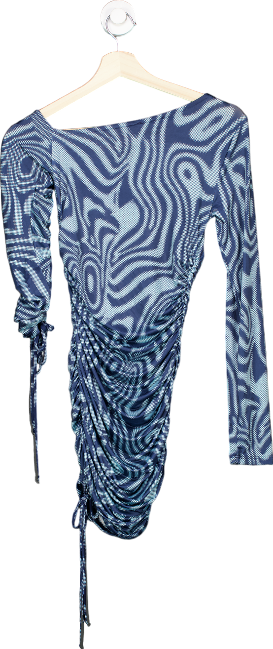 Fashion Nova Blue Ruched Bodycon Dress Size S