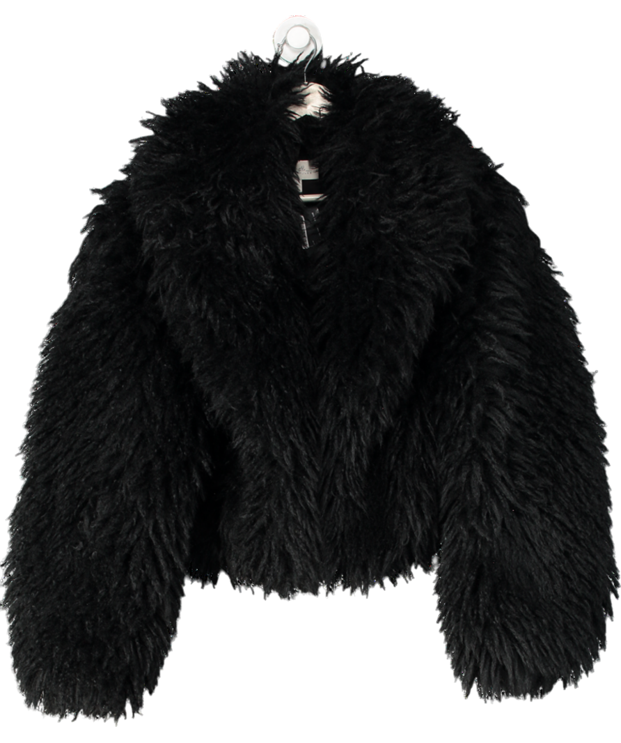 M&S Black X Sienna Miller Faux-fur Collared Jacket UK 14