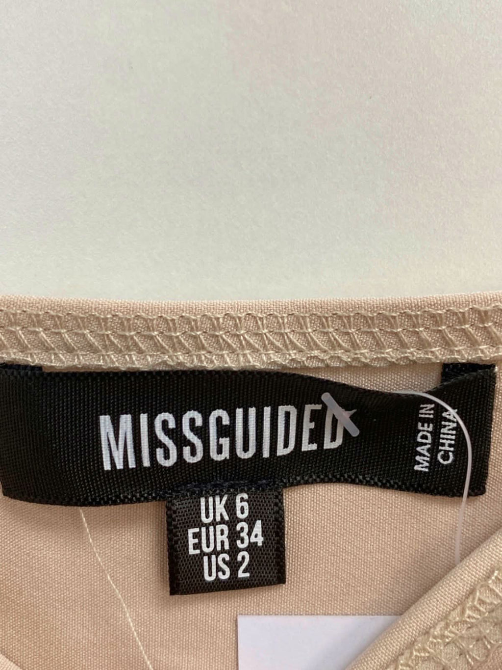 Missguided Beige Ruched Bardot Top UK 6