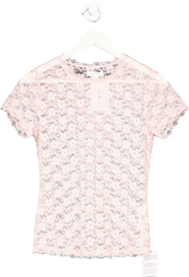 TopShop Pink Lace Short Sleeve T-Shirt UK M