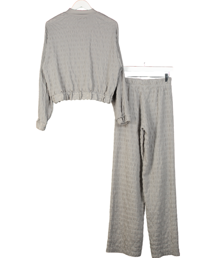 ZARA Textured Grey Shirt And Trouser Set UK S