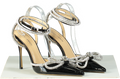Mach & Mach Black Crystal Bow Embellished Satin Sandals EU 41 UK 8