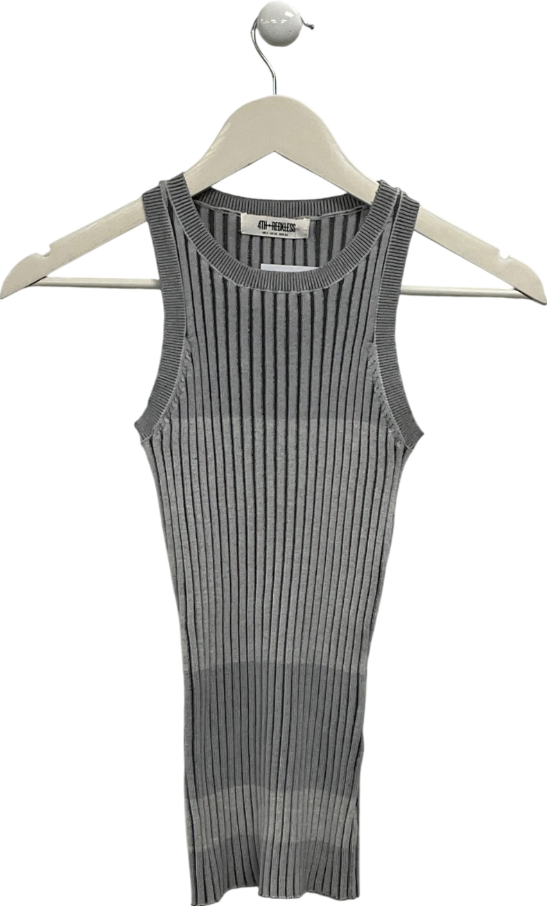 4th & Reckless Grey Ribbed Two Tone Vest UK 6