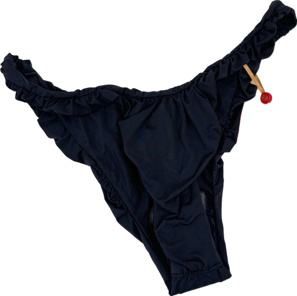 God Save Queens Black Ruffle Bikini Bottom XS