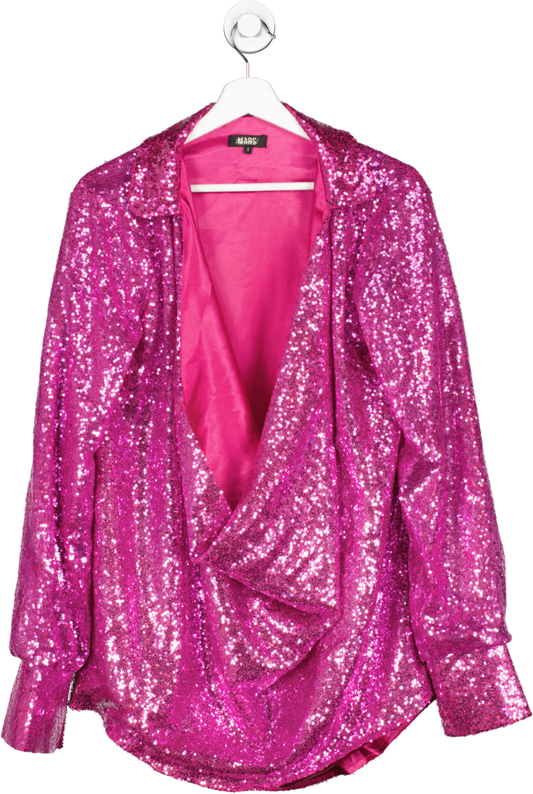 Mars the Label Pink Sequin Drapper Dress UK S