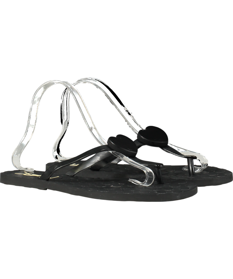 Yves Saint Laurent Shoes Black Rubber Flip Flops Thong With Heart UK 8 EU 41 👠