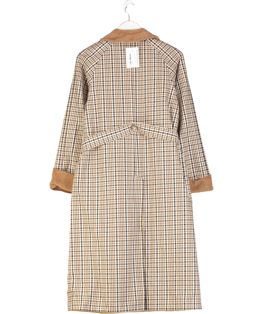 Aligne Beige Barnaby Reversible Check Trench Coat UK S