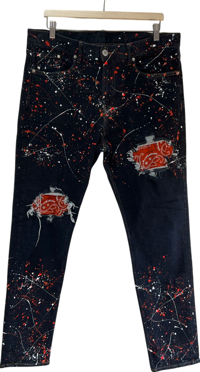 Black Paint Sprayed Jeans W32