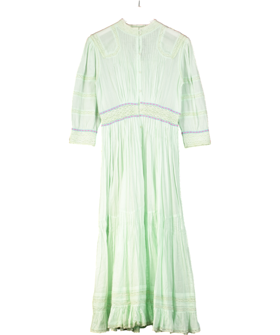 Pitusa Mint Green Cotton Lace Inset Maxi Dress UK XS/S