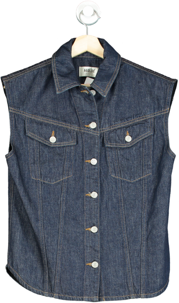 AGOLDE Blue Denim Sleeveless Jacket XS