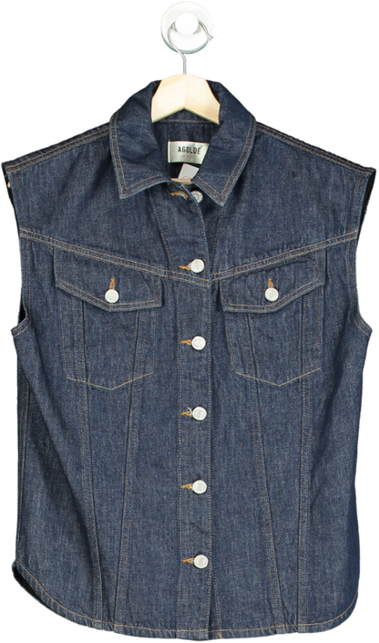 AGOLDE Blue Denim Sleeveless Jacket XS