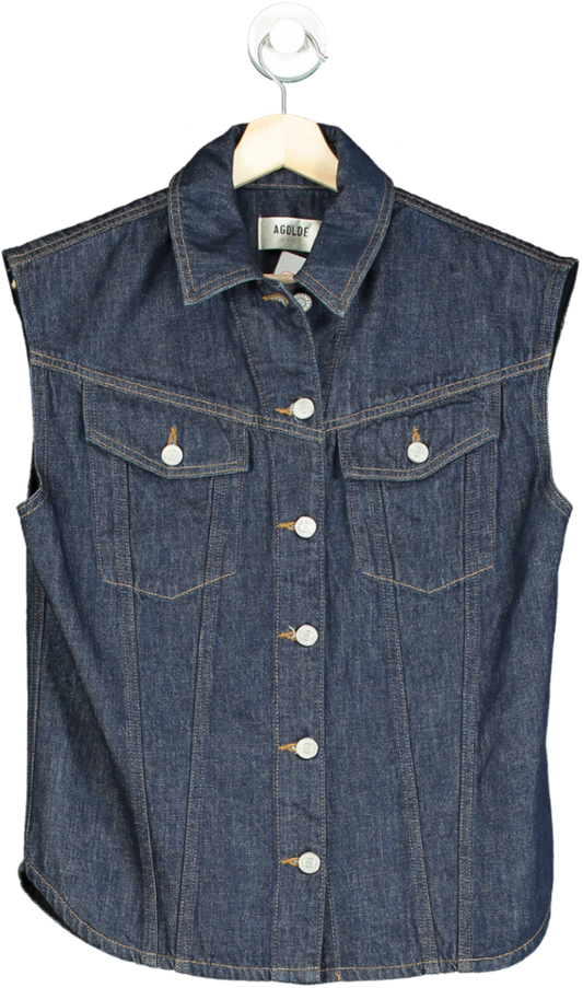 AGOLDE Blue Denim Sleeveless Jacket XS