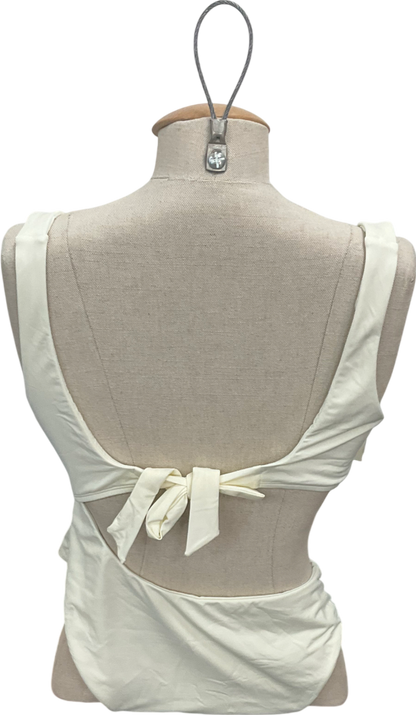 Monday Swimwear Cream St Barth's V-neck Recycled-polyester-blend Swimsuit UK S