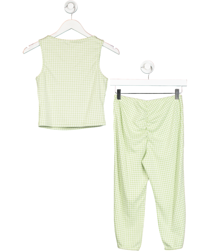 Cider 2-piece Green Check Tank Top And Cuffed Leggings Set UK XS