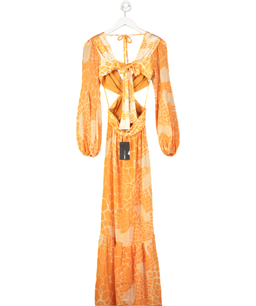 Fashion Nova Orange Somewhere In The Sun Maxi Dress UK XS