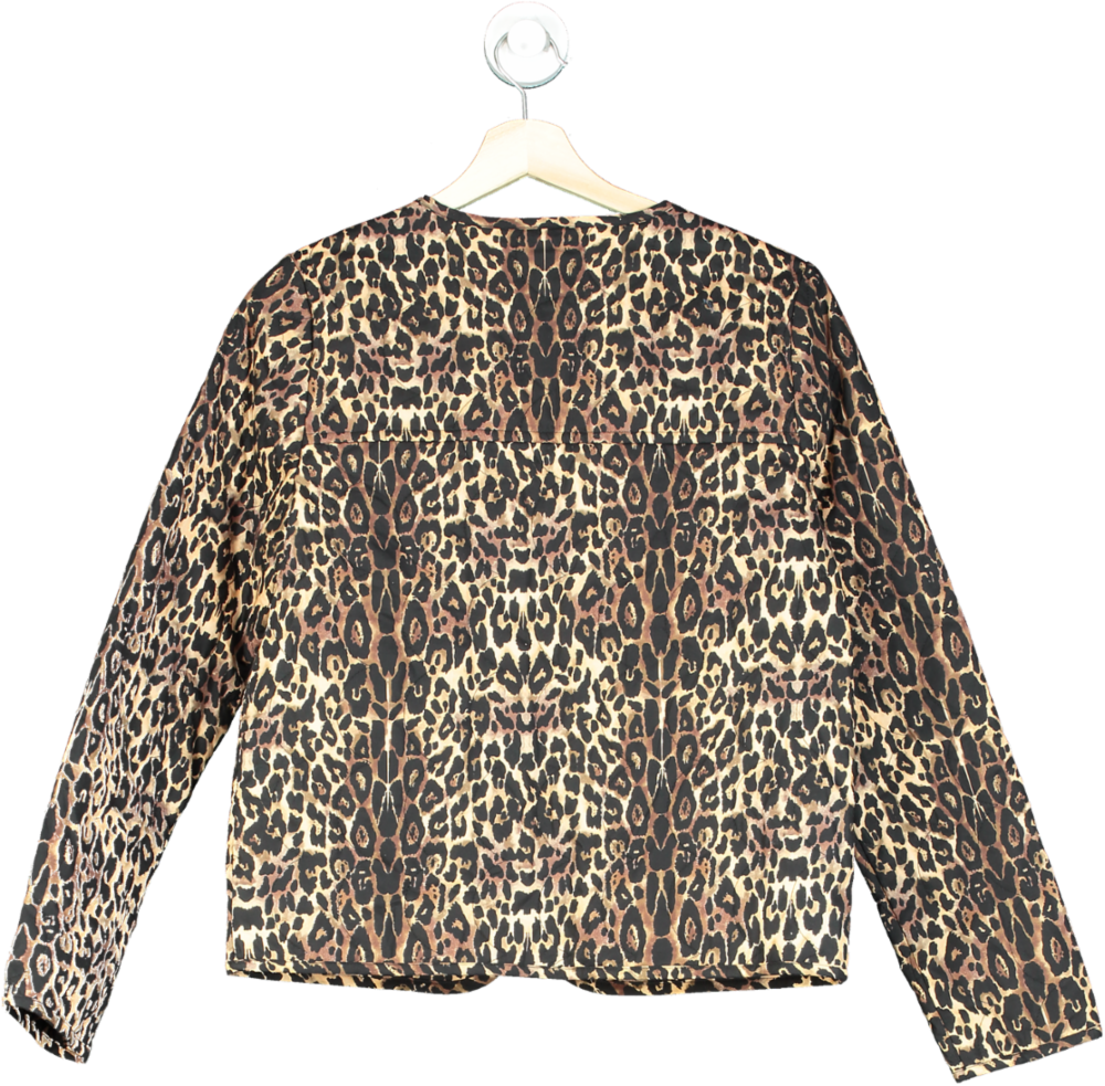 Wyse Brown Quilted Leopard Print Jacket UK 8