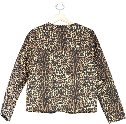 Wyse Brown Quilted Leopard Print Jacket UK 8