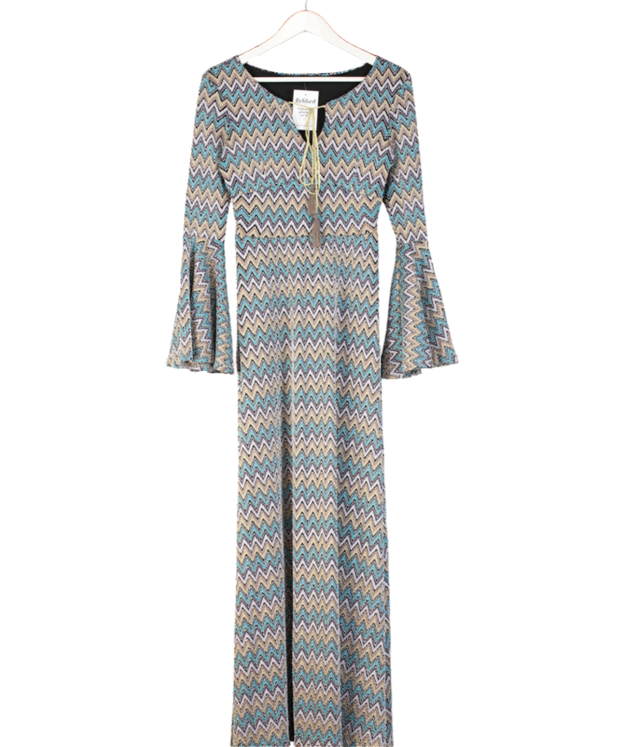 Alexia Carat Blue Zig Zag Maxi Dress UK S