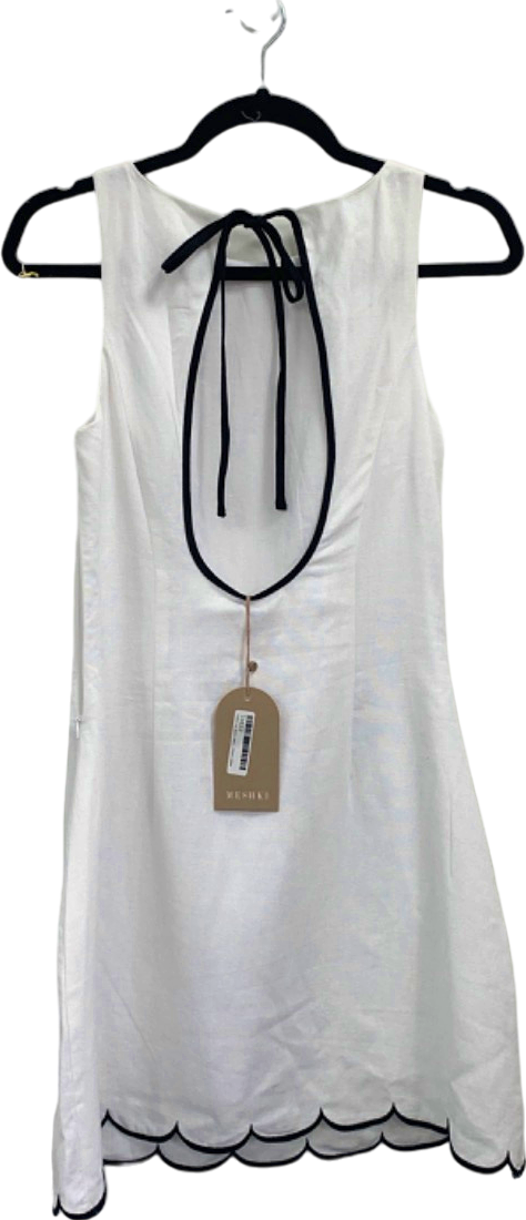 Meshki White Scalloped-Hem Dress UK S