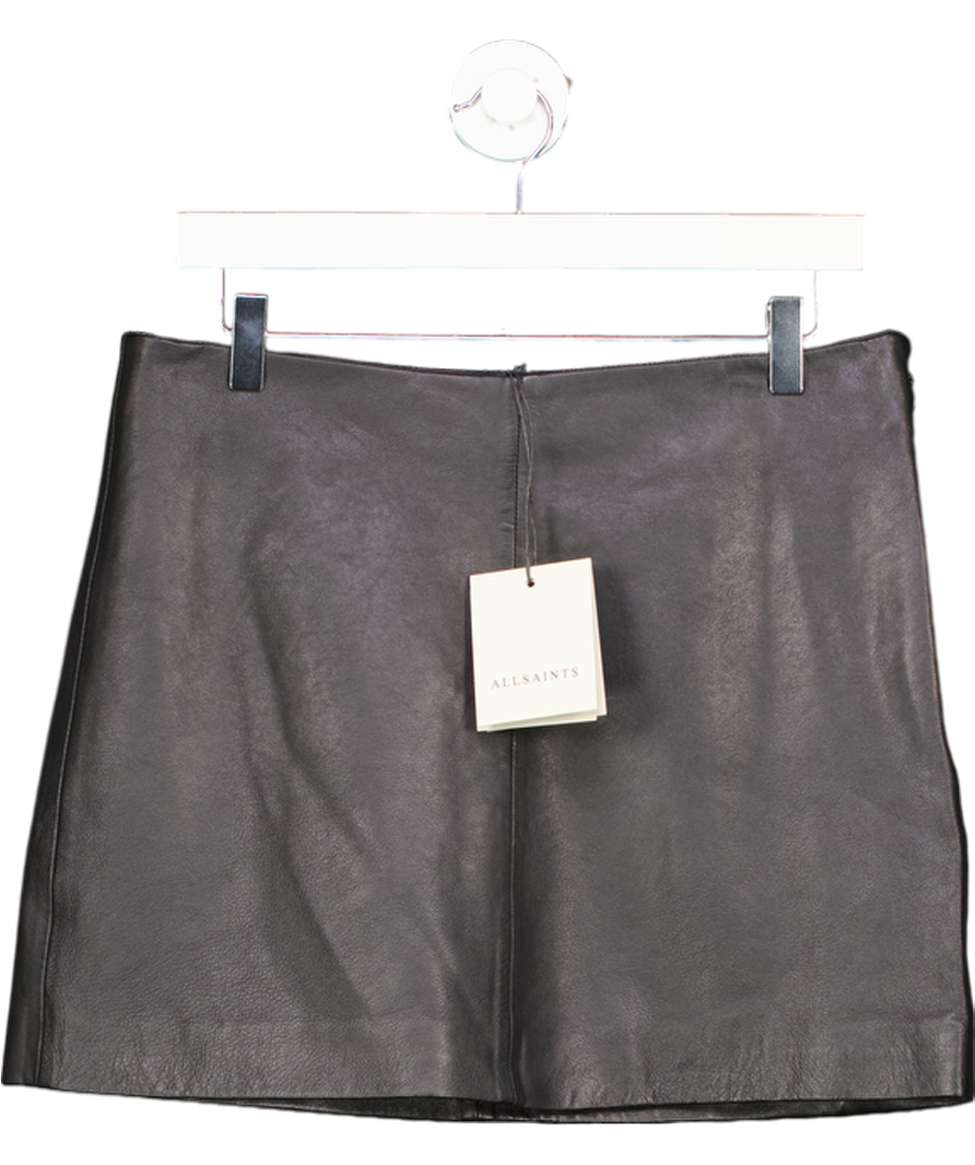 AllSaints Black Renai butter soft leather Mini Skirt UK 10