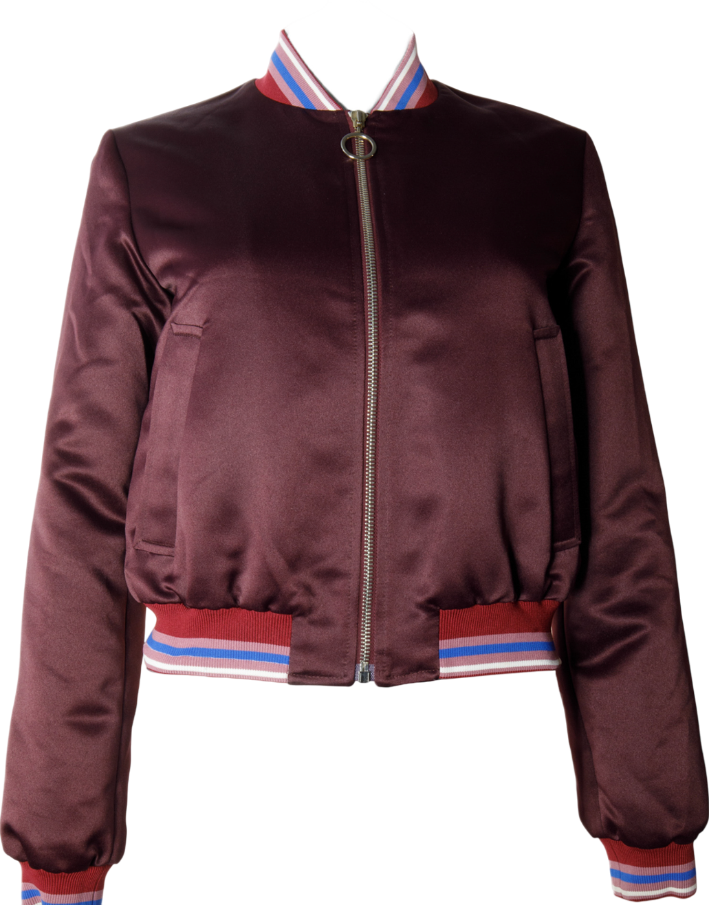 Pinko Red "believe In Love" Embroidered Satin Bomber Jacket UK 6