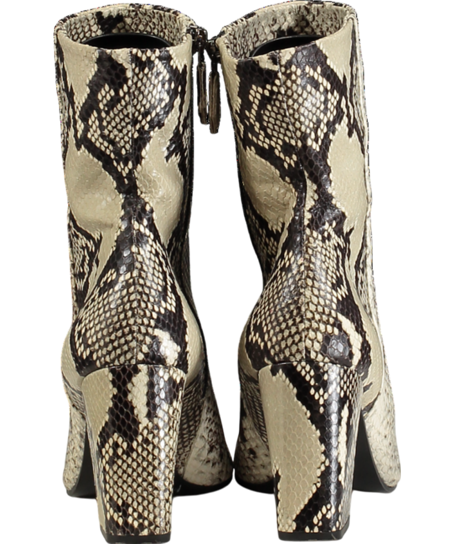 Marion Parke Beige Snakeskin Block Heel Ankle Boots UK 8 EU 41 👠