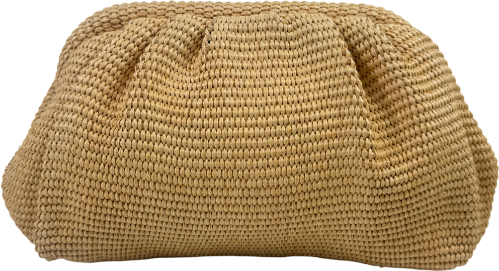 REISS Beige Gia Raffia-effect Clutch Bag In Natural