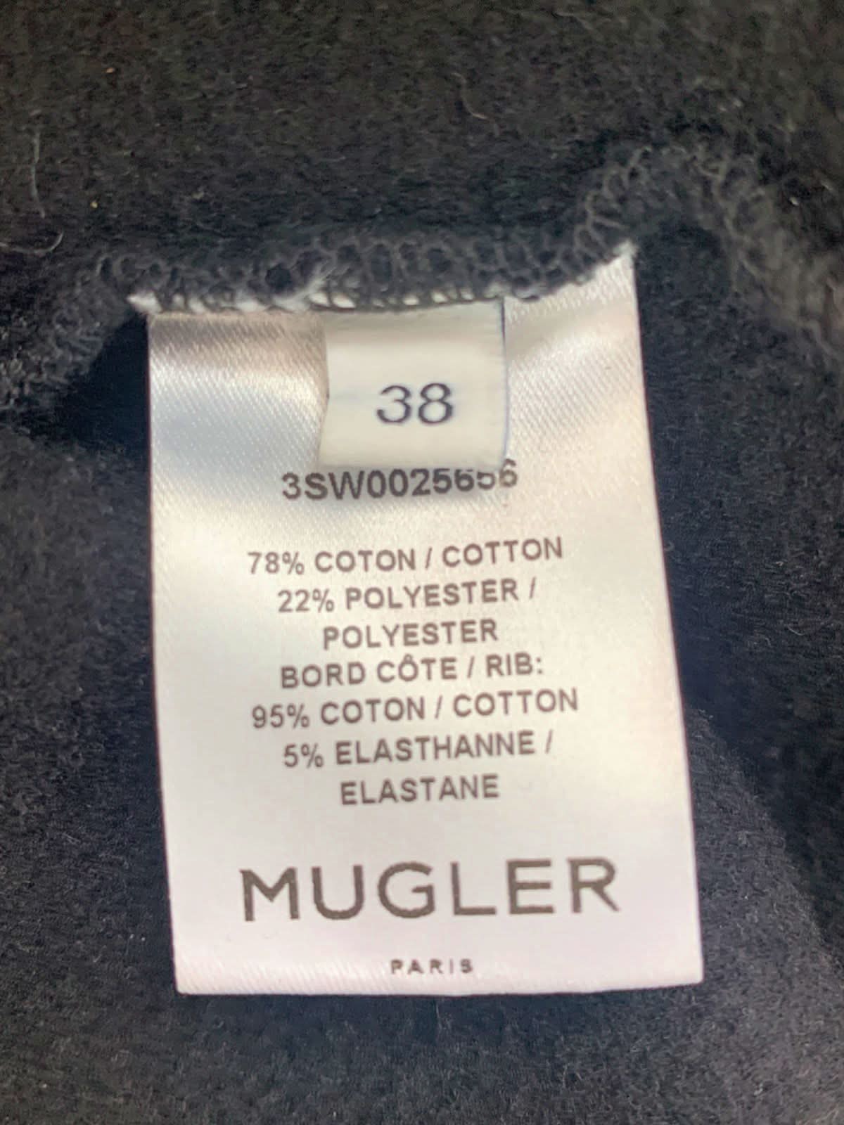 Mugler Black Crop Sweatshirt Size UK 10