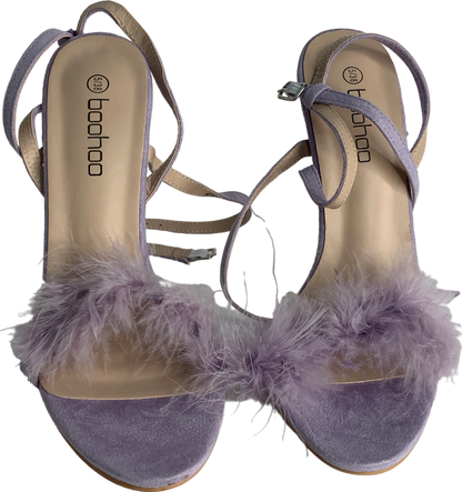 boohoo Purple Feather Trim 2 Part Stilettos UK 5 EU 38 👠